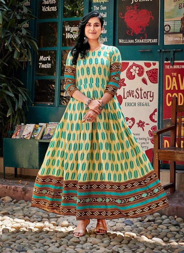 Ikat Vol 3 By Aradhna Long Anarkali Kurtis Catalog
